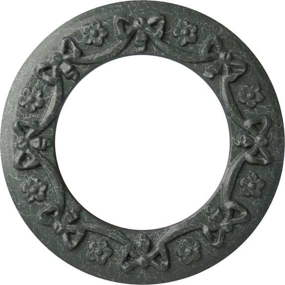 Ekena Millwork 12 1/4"OD x 7 1/2"ID x 7/8"P Ribbon with Bow Ceiling Medallion (Fits Canopies up to 7 1/2"), Hand-Painted Athenian Green Crackle