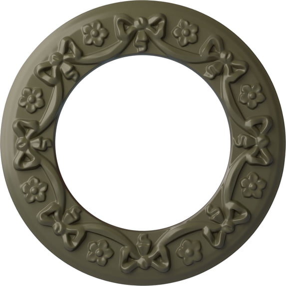 Ekena Millwork 12 1/4"OD x 7 1/2"ID x 7/8"P Ribbon with Bow Ceiling Medallion (Fits Canopies up to 7 1/2"), Hand-Painted Painted Turtle