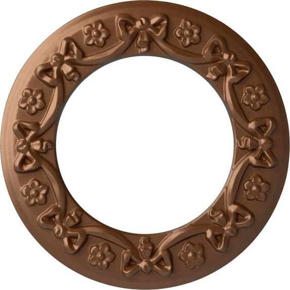 Ekena Millwork 12 1/4"OD x 7 1/2"ID x 7/8"P Ribbon with Bow Ceiling Medallion (Fits Canopies up to 7 1/2"), Hand-Painted Polished Copper