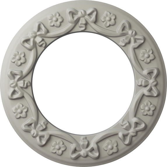 Ekena Millwork 12 1/4"OD x 7 1/2"ID x 7/8"P Ribbon with Bow Ceiling Medallion (Fits Canopies up to 7 1/2"), Hand-Painted Pot of Cream