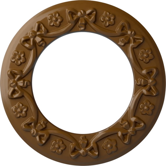 Ekena Millwork 12 1/4"OD x 7 1/2"ID x 7/8"P Ribbon with Bow Ceiling Medallion (Fits Canopies up to 7 1/2"), Hand-Painted Smokey Topaz
