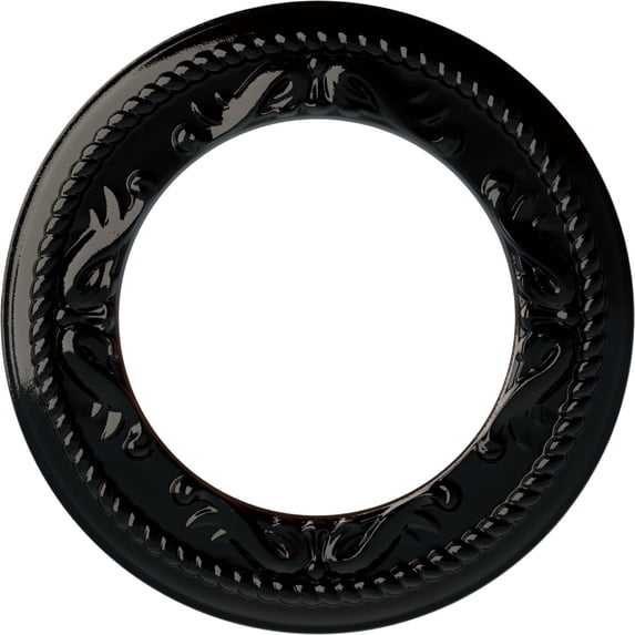 Ekena Millwork 12 1/4"OD x 7 1/2"ID x 7/8"P Roped Medway Ceiling Medallion (Fits Canopies up to 7 1/2"), Hand-Painted Black Pearl
