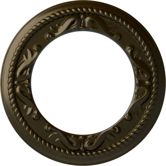 Ekena Millwork 12 1/4"OD x 7 1/2"ID x 7/8"P Roped Medway Ceiling Medallion (Fits Canopies up to 7 1/2"), Hand-Painted Green Gold