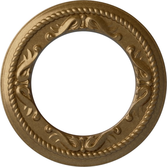 Ekena Millwork 12 1/4"OD x 7 1/2"ID x 7/8"P Roped Medway Ceiling Medallion (Fits Canopies up to 7 1/2"), Hand-Painted Pale Gold