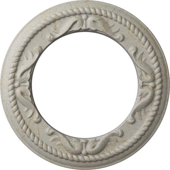 Ekena Millwork 12 1/4"OD x 7 1/2"ID x 7/8"P Roped Medway Ceiling Medallion (Fits Canopies up to 7 1/2"), Hand-Painted Pot of Cream Crackle