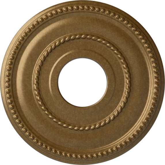 Ekena Millwork 12 1/8"OD x 3 5/8"ID x 3/4"P Valeriano Ceiling Medallion (Fits Canopies up to 6 1/4"), Hand-Painted Pale Gold