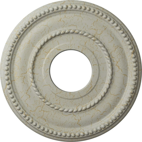 Ekena Millwork 12 1/8"OD x 3 5/8"ID x 3/4"P Valeriano Ceiling Medallion (Fits Canopies up to 6 1/4"), Hand-Painted Pot of Cream Crackle