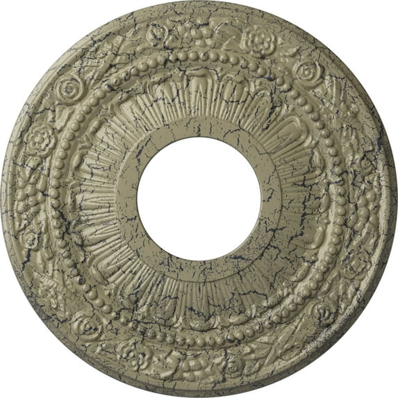 Ekena Millwork 12 1/8"OD x 3 5/8"ID x 7/8"P Nadia Ceiling Medallion (Fits Canopies up to 4 7/8"), Hand-Painted Castle Stone Crackle