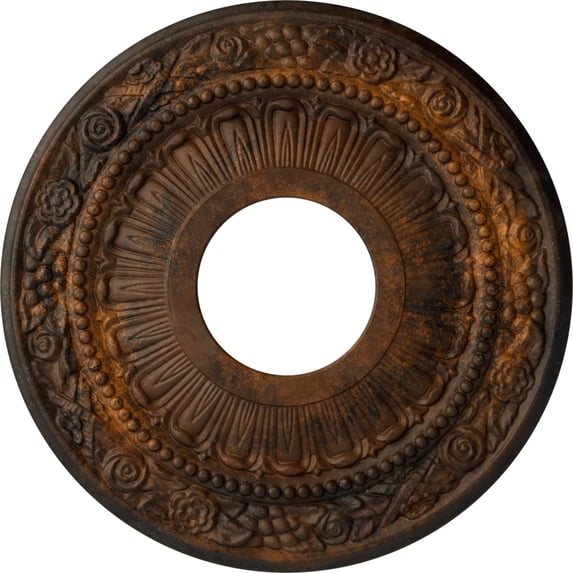Ekena Millwork 12 1/8"OD x 3 5/8"ID x 7/8"P Nadia Ceiling Medallion (Fits Canopies up to 4 7/8"), Hand-Painted Rust