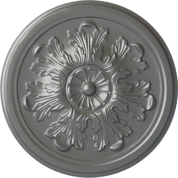 Ekena Millwork 12 3/4"OD x 7/8"P Legacy Acanthus Ceiling Medallion (Fits Canopies up to 3 1/2"), Hand-Painted Silver