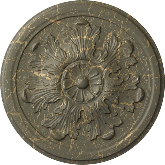 Ekena Millwork 12 3/4"OD x 7/8"P Legacy Acanthus Ceiling Medallion (Fits Canopies up to 3 1/2"), Hand-Painted Witch Hazel Crackle