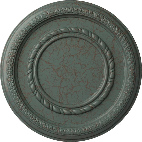Ekena Millwork 12 5/8"OD x 1 1/8"P Federal Roped Small Ceiling Medallion (Fits Canopies up to 6"), Hand-Painted Cloud Burst Crackle