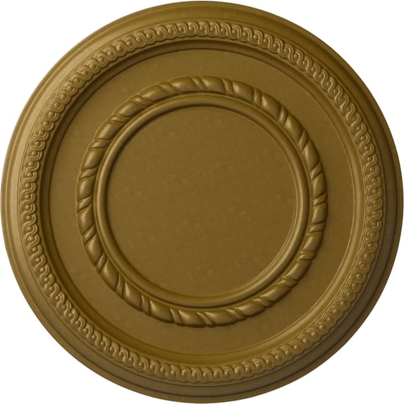 Ekena Millwork 12 5/8"OD x 1 1/8"P Federal Roped Small Ceiling Medallion (Fits Canopies up to 6"), Hand-Painted Gold