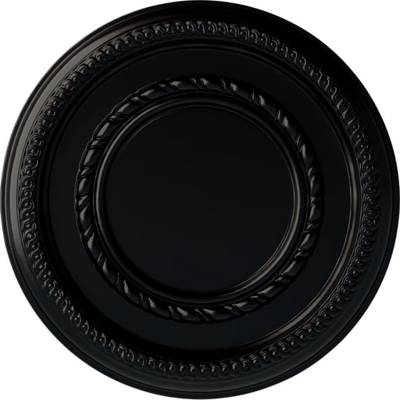 Ekena Millwork 12 5/8"OD x 1 1/8"P Federal Roped Small Ceiling Medallion (Fits Canopies up to 6"), Hand-Painted Jet Black