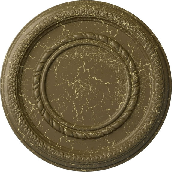 Ekena Millwork 12 5/8"OD x 1 1/8"P Federal Roped Small Ceiling Medallion (Fits Canopies up to 6"), Hand-Painted Mississippi Mud Crackle
