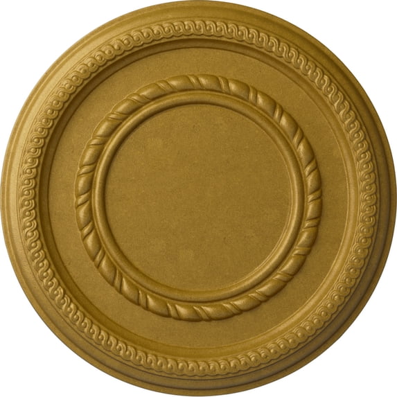 Ekena Millwork 12 5/8"OD x 1 1/8"P Federal Roped Small Ceiling Medallion (Fits Canopies up to 6"), Hand-Painted Pharaohs Gold