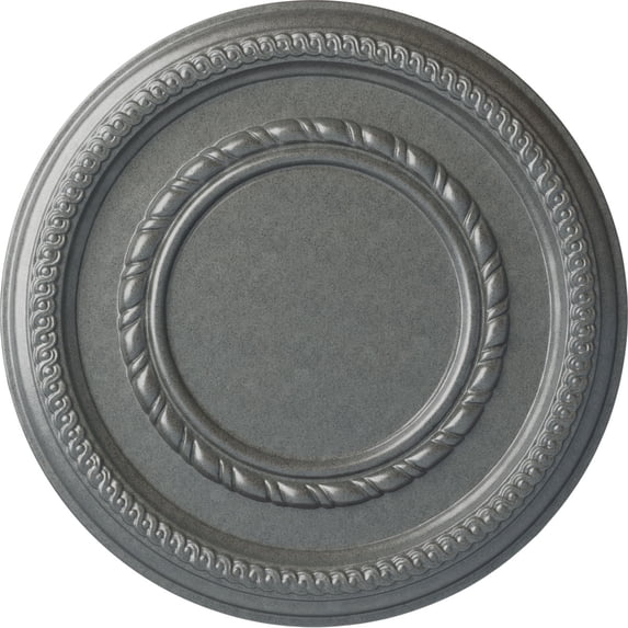 Ekena Millwork 12 5/8"OD x 1 1/8"P Federal Roped Small Ceiling Medallion (Fits Canopies up to 6"), Hand-Painted Platinum