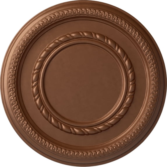 Ekena Millwork 12 5/8"OD x 1 1/8"P Federal Roped Small Ceiling Medallion (Fits Canopies up to 6"), Hand-Painted Polished Copper