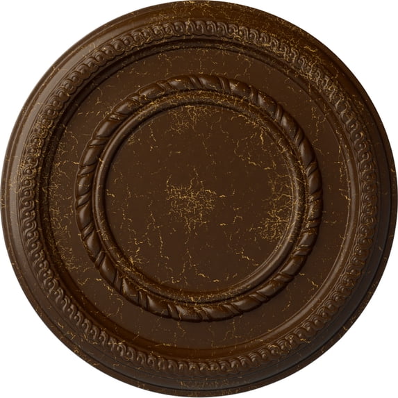 Ekena Millwork 12 5/8"OD x 1 1/8"P Federal Roped Small Ceiling Medallion (Fits Canopies up to 6"), Hand-Painted Root Beer Crackle
