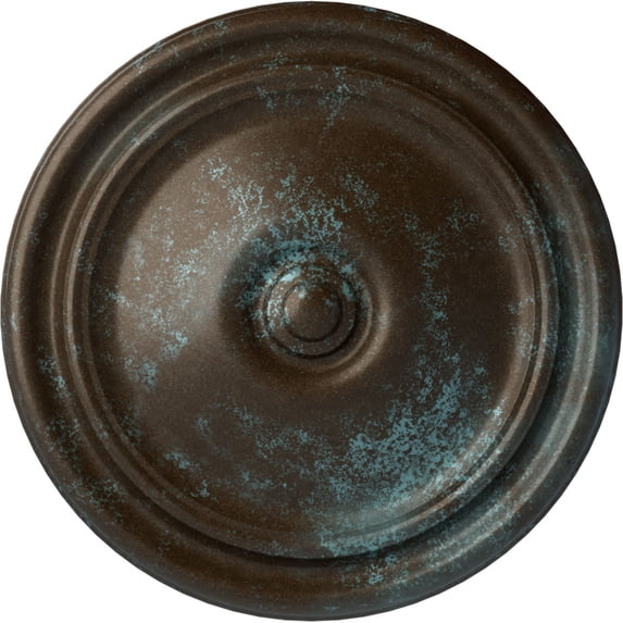 Ekena Millwork 12"OD x 1 3/4"P Reece Ceiling Medallion (Fits Canopies up to 2 3/8"), Hand-Painted Bronze Blue Patina