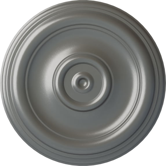 Ekena Millwork 12"OD x 1"P Traditional Ceiling Medallion (Fits Canopies up to 2 3/4"), Hand-Painted Silver