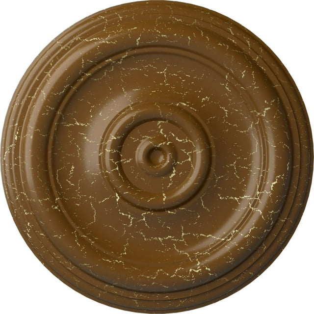 Ekena Millwork 12"OD x 1"P Traditional Ceiling Medallion (Fits Canopies up to 2 3/4"), Hand-Painted Smokey Topaz Crackle