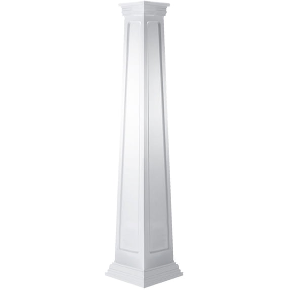 Ekena Millwork 12"W x 04'H Craftsman Classic Square Tapered, Recessed Panel Column, Prairie Capital & Prairie Base