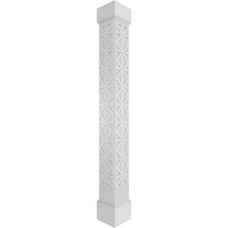 Ekena Millwork 12"W x 10'H Craftsman Classic Square Non-Tapered Imperial Fretwork Column w/ Mission Capital & Mission Base