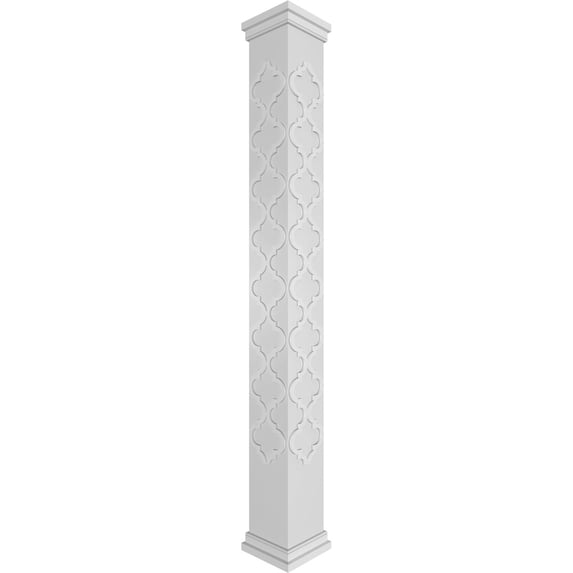 Ekena Millwork 12"W x 10'H Craftsman Classic Square Non-Tapered Large Marrakesh Fretwork Column w/ Prairie Capital & Prairie Base