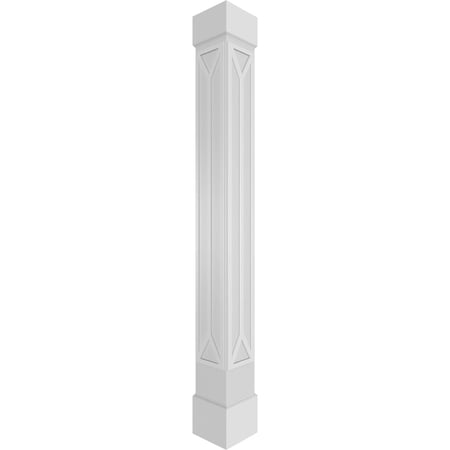 Ekena Millwork 12"W x 10'H Craftsman Classic Square Non-Tapered San Carlos Mission Style Fretwork Column w/ Standard Capital & Standard Base