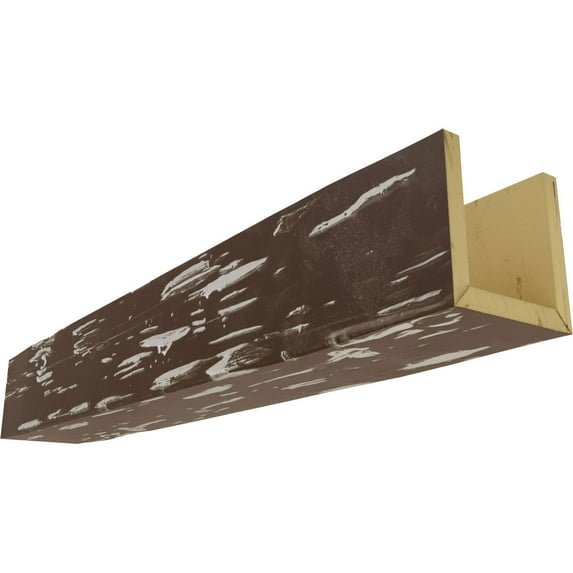 Ekena Millwork 12"W x 10"H x 16'L 3-Sided (U-beam) Pecky Cypress Endurathane Faux Wood Ceiling Beam, Vintage Mahogany