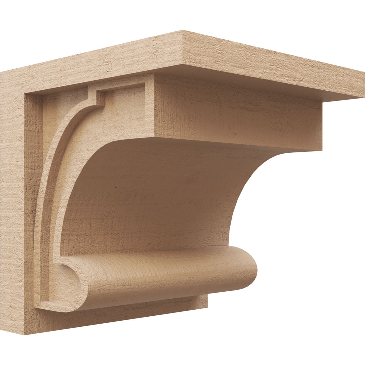 12"W x 12"D x 12"H Wide Alma Rough Cedar Woodgrain TimberThane Corbel, Primed Tan