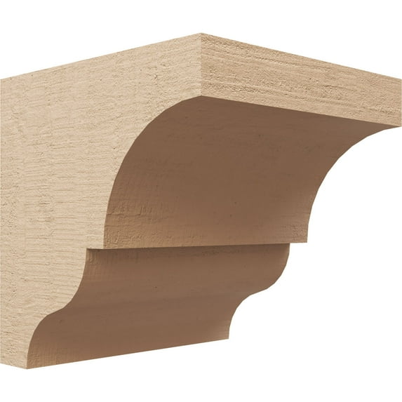 12"W x 12"D x 12"H Wide Asheboro Rough Cedar Woodgrain TimberThane Corbel, Primed Tan