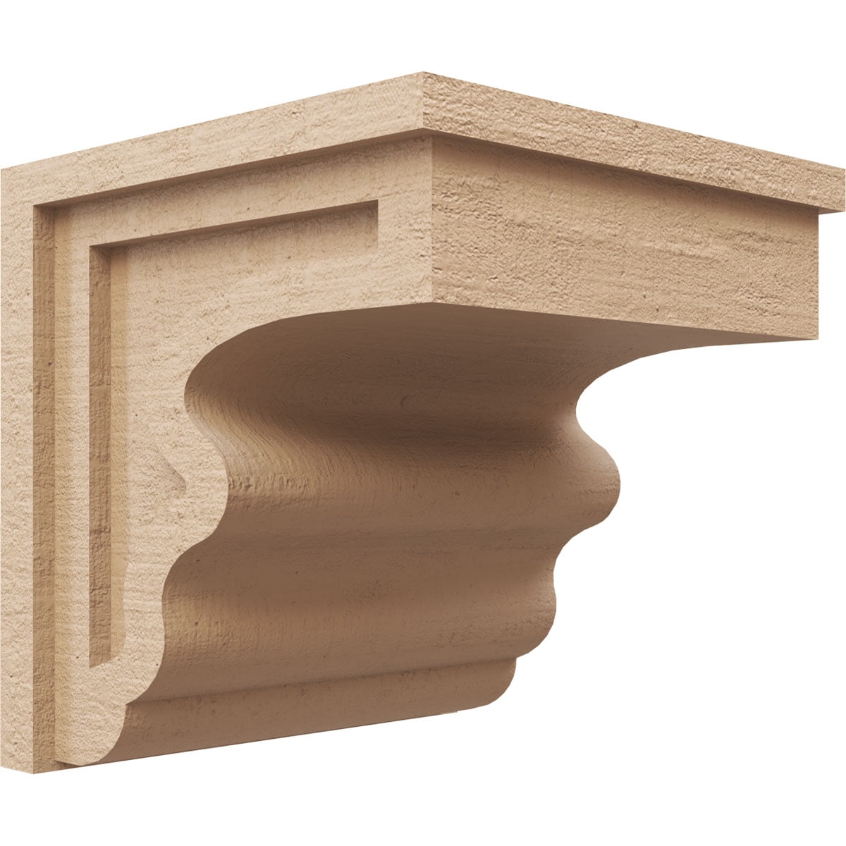 12"W x 12"D x 12"H Wide Highland Rough Cedar Woodgrain TimberThane Corbel, Primed Tan