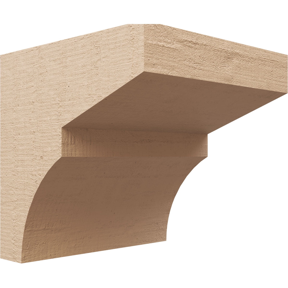 12"W x 12"D x 12"H Wide Monterey Rough Cedar Woodgrain TimberThane Corbel, Primed Tan