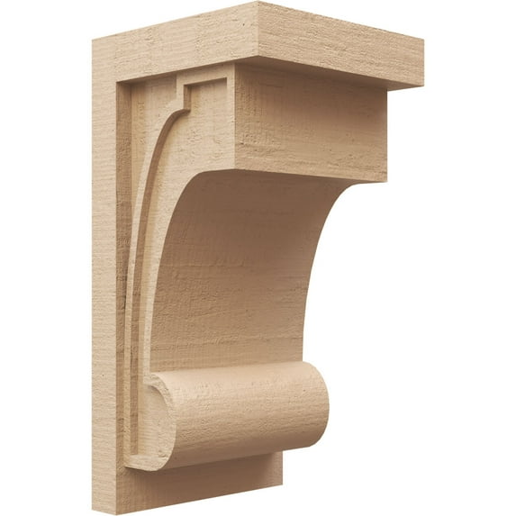 12"W x 12"D x 24"H Wide Alma Rough Cedar Woodgrain TimberThane Corbel, Primed Tan
