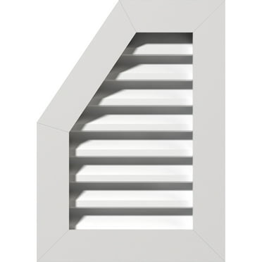 Ekena Millwork 12"W x 12"H Half Octagon Top Left (17"W x 17"H Frame Size) Functional, PVC Gable Vent with 1" x 4" Flat Trim Frame