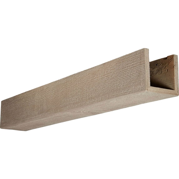 Ekena Millwork 12"W x 12"H x 22'L 3-Sided (U-beam) Rough Sawn Endurathane Faux Wood Ceiling Beam, White Washed