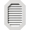 thumbnail image 1 of Ekena Millwork 12"W x 14"H Vertical Elongated Octagon (17"W x 19"H Frame Size) Functional, PVC Gable Vent with 1" x 4" Flat Trim Frame, 1 of 14