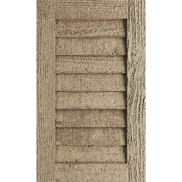Ekena Millwork 12"W x 15"H Timberthane Rough Sawn Vertical Faux Wood Non-Functional Gable Vent, Primed Tan