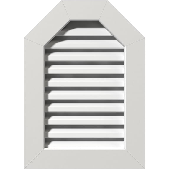 Ekena Millwork 12"W x 22"H Octagonal Top Gable Vent (17"W x 27"H Frame Size) Functional, PVC Gable Vent with 1" x 4" Flat Trim Frame