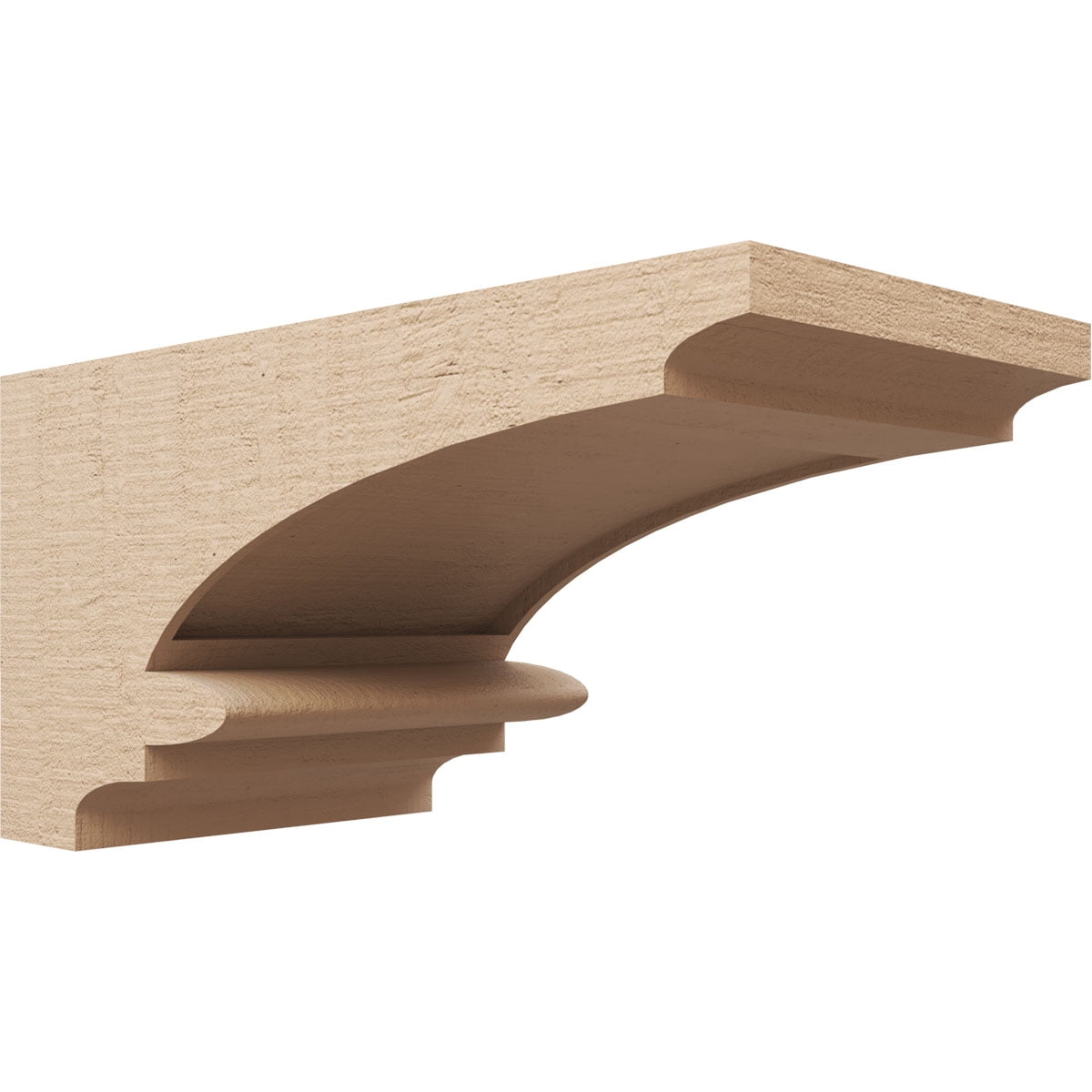12"W x 24"D x 12"H Wide Diane Rough Cedar Woodgrain TimberThane Corbel, Primed Tan