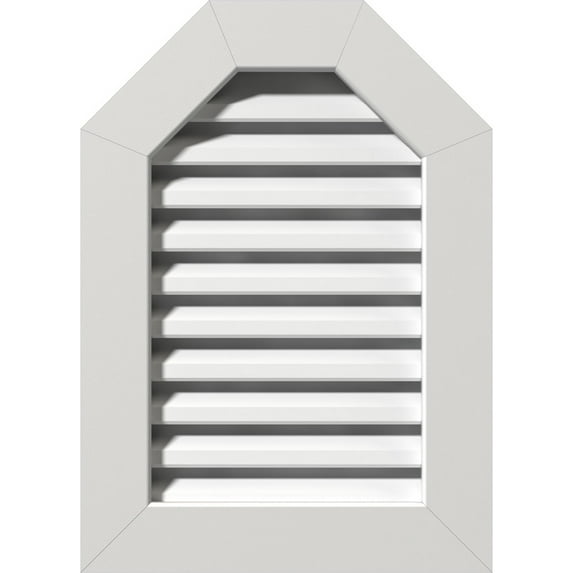 Ekena Millwork 12"W x 24"H Octagonal Top Gable Vent (17"W x 29"H Frame Size) Functional, PVC Gable Vent with 1" x 4" Flat Trim Frame