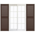 thumbnail image 1 of Ekena Millwork 12"W x 25"H Mid-America Vinyl, Standard Size Cathedral Top Center Mullion, Open Louver Shutter, w/Installation Shutter-Lok's & Matching Screws (Per Pair), 009 - Federal Brown, 1 of 14