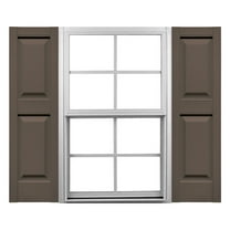 Ekena Millwork 12"W x 28"H Mid-America Vinyl, TailorMade Two Equal Panels, Raised Panel Shutters, w/Installation Shutter-Lok's (Per Pair), 385 - French Roast