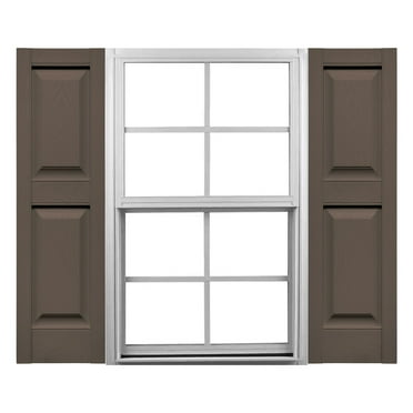 Ekena Millwork 12"W x 28"H Mid-America Vinyl, TailorMade Two Equal Panels, Raised Panel Shutters, w/Installation Shutter-Lok's (Per Pair), 385 - French Roast