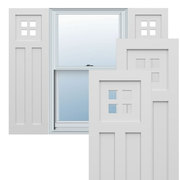 Ekena Millwork 12"W x 28"H True Fit PVC San Antonio Mission Style Fixed Mount Shutters, White (Per Pair - Hardware Not Included)