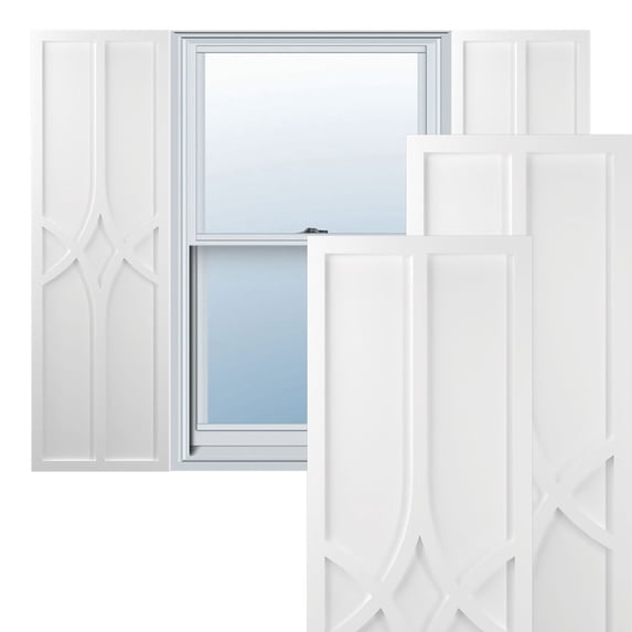 Ekena Millwork 12"W x 29"H True Fit PVC Cedar Park Fixed Mount Shutters, Unfinished (Per Pair - Hardware Not Included)