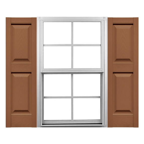 Ekena Millwork 12"W x 31"H Mid-America Vinyl, TailorMade Size Williamsburg Double Panel Shutters, w/Installation Shutter-Lok's & Matching Screws (Per Pair), 471 - Treated Cedar