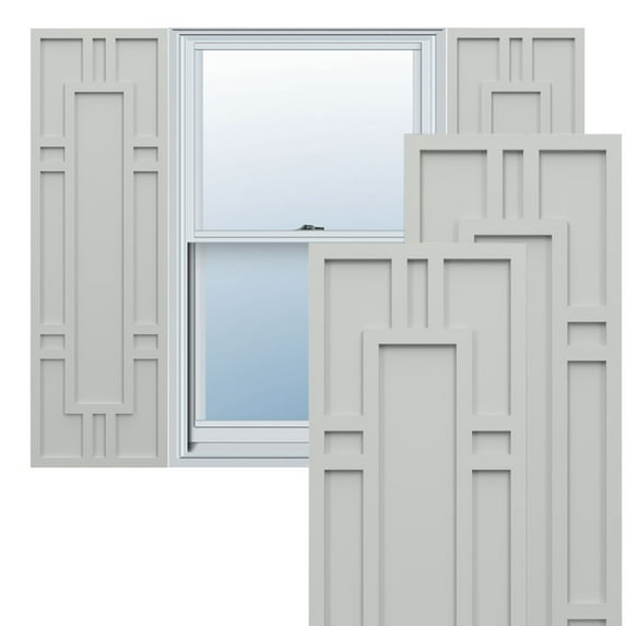 Ekena Millwork 12"W x 31"H True Fit PVC Hastings Fixed Mount Shutters, Hailstorm Gray (Per Pair - Hardware Not Included)